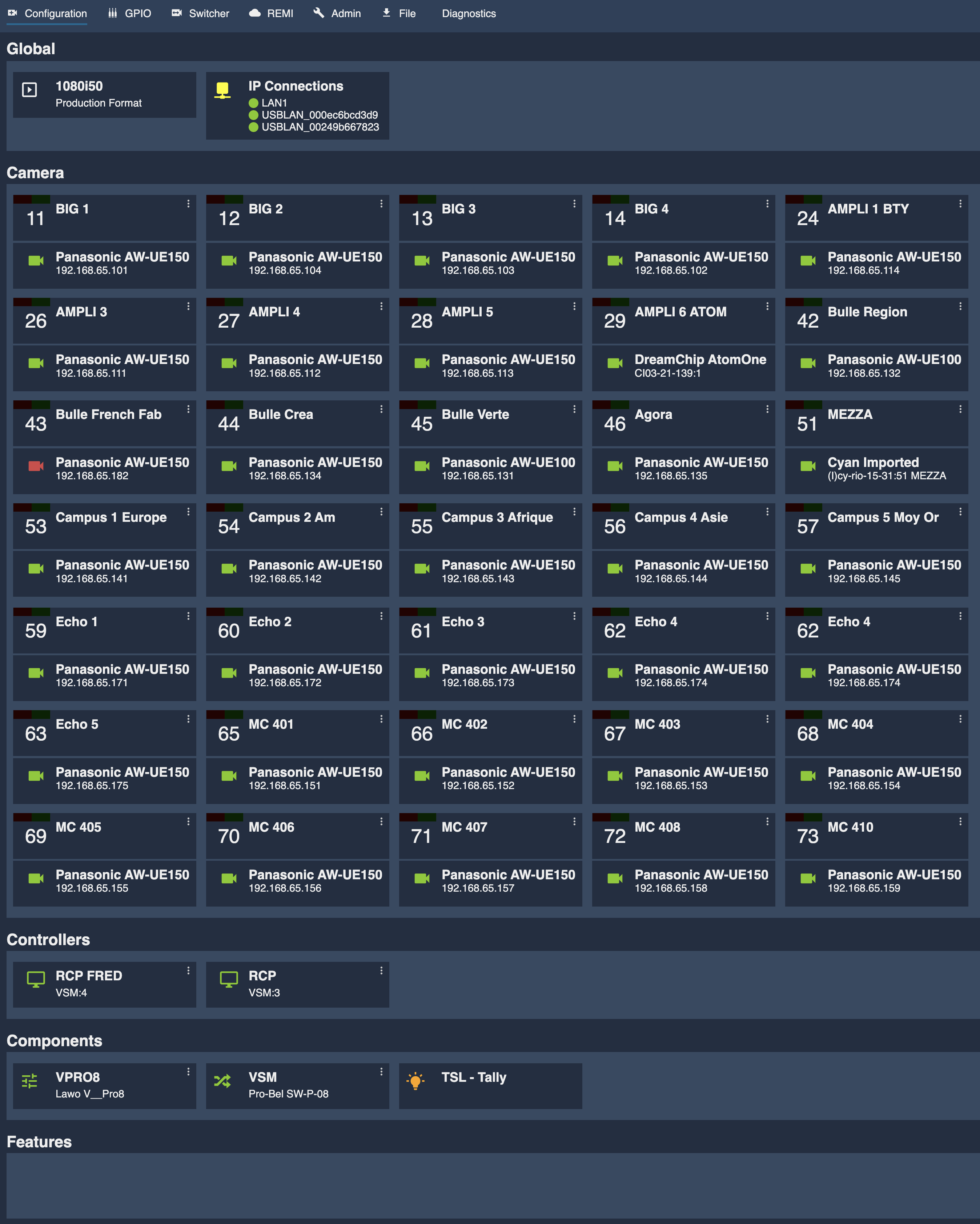 Multi-stream production with Cyanview - Configuration Page