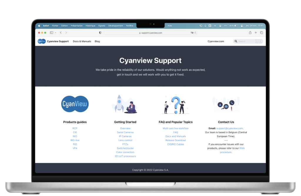 Cyanview Support Website